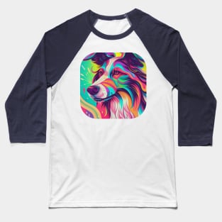 Happy Colorful Abstract Borzoi Baseball T-Shirt